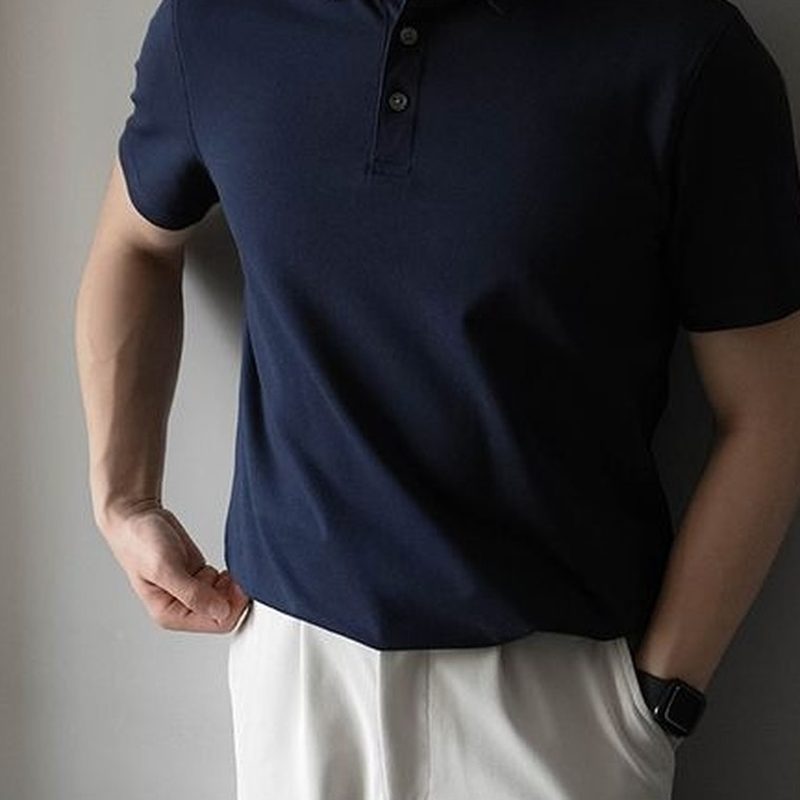 丝光珠地翻领Polo衫 长绒棉 细节图1